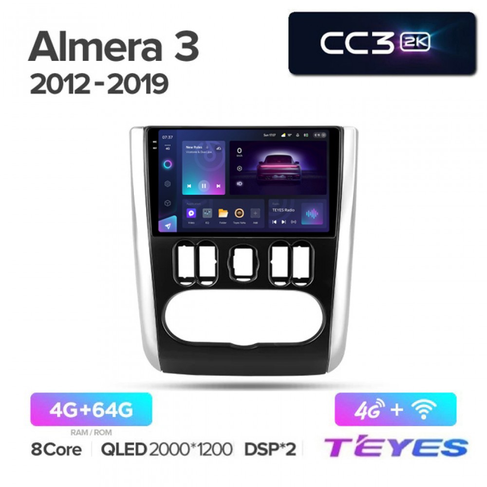 Штатная магнитола Teyes 2K_CC3 для Nissan Almera 2012-2019