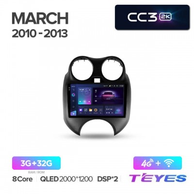 Штатная магнитола Teyes 2K_CC3 для Nissan March 2010+