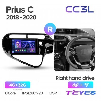 Магнитола Teyes CC3L для Toyota Prius C 2018-2020 правый руль