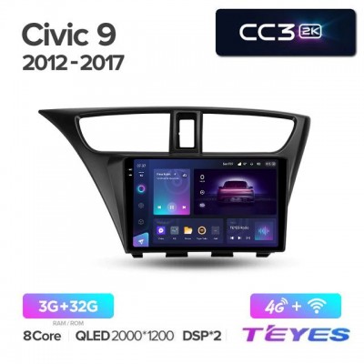 Магнитола Teyes 2K_CC3 для Honda Civic Hatchback 2013-2016