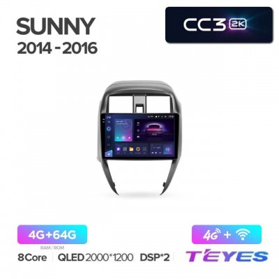 Магнитола Teyes 2K_CC3 для Nissan Sunny 2014-2019 правый руль