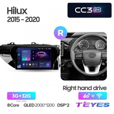 Магнитола Teyes 2K_CC3 для Toyota Hilux 2015+ правый руль