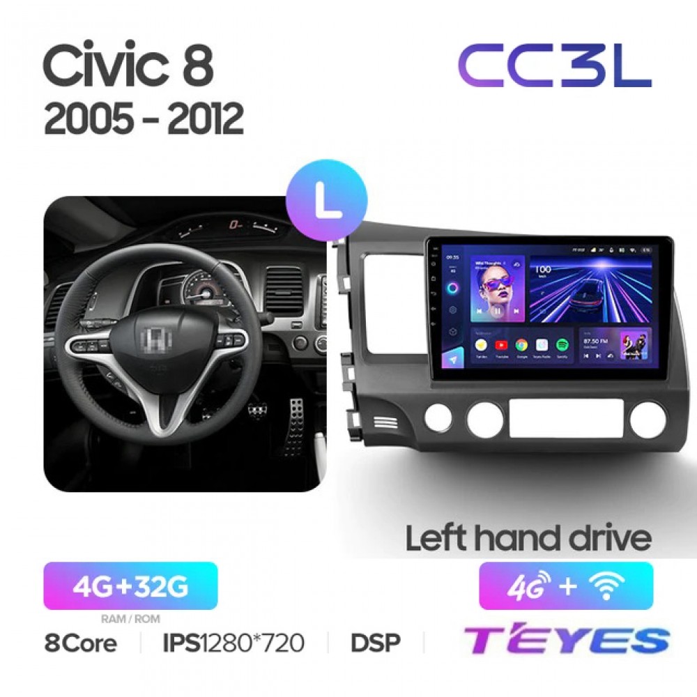 Магнитола Teyes CC3L для Honda Civic 2006-2011