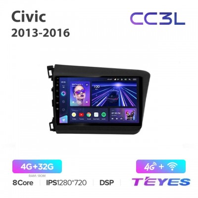 Магнитола Teyes CC3L для Honda Civic 2013-2016
