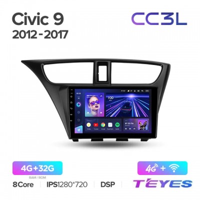 Магнитола Teyes CC3L для Honda Civic Hatchback 2013-2016